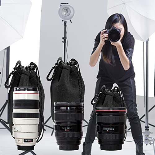 MOGALY Lens Pouch Set 3Pack Replacement Compatible for Canon, Nikon, Sony, Pentax, Olympus (Small, Medium, Large)