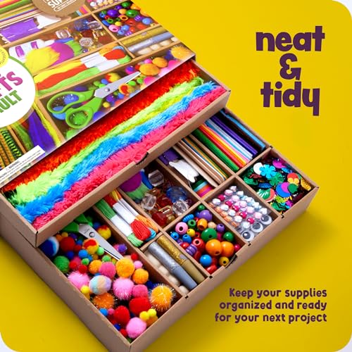 Dan&Darci Arts and Crafts Vault - Craft Supplies Kit in a Box - Easter Gift for Kids Ages 4 5 6 7 8 9 10 11 & 12 Year Old ...