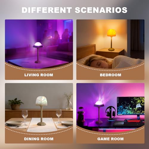 DEXULESA Rechargeable Table Lamp with Remote Control, 16 Color Changing LED Night Light with Water Ripple Projection, Adju...