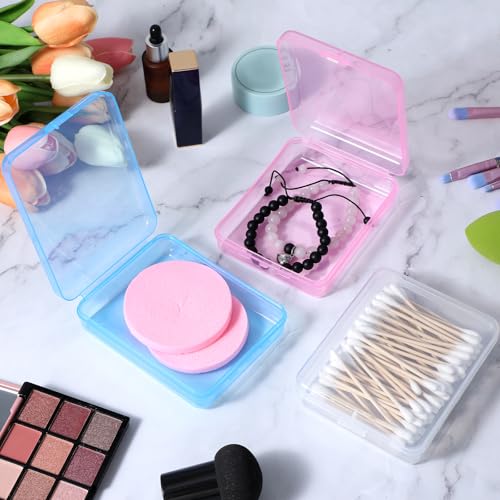 Portable Travel Cotton Pad Holder 3 Pcs Travel Qtips Case Cotton Pad Holder Travel Dispenser Cosmetic Sponge Storage Box C...
