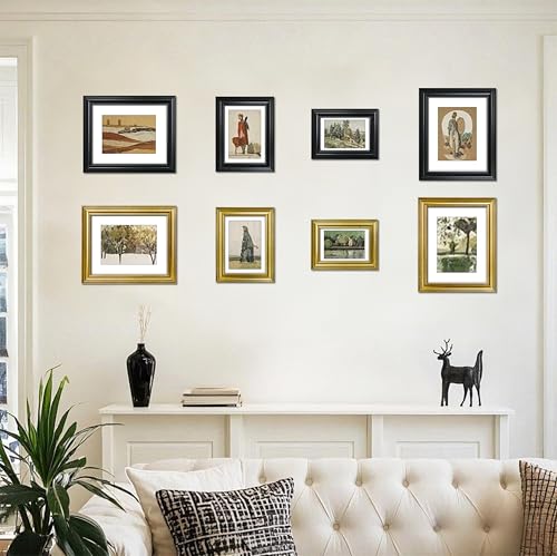 VIOLABBEY 6x6 Picture Frame Gold, Vintage Photo Frames Square, Fits Pictures 4x4 with Mat or 6 x 6 without Mat, Display fo...