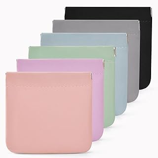 MZLUWM 6PCS Small Makeup Bag for Purse,Waterproof Leather Portable Mini Makeup Bag,Snap Closure Organizer Pouch for Coin C...