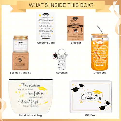 JOYOFUN 2026 Graduation Gift Box Set, College High School Grad Present Basket for Women, Daughter, Sister, 16oz Glass Cup ...