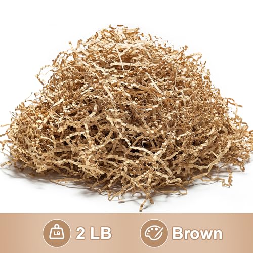 Wowxyz 2 LB Crinkle Cut Paper Shred Brown Crinkle Shredded Paper - Gift Box Baskets Bag Filler - Kraft Confetti Stuffing f...