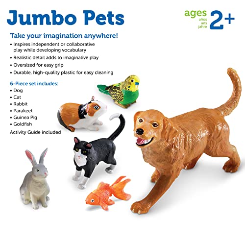 Learning Resources Jumbo Domestic Pets - 6 Pieces, Ages 2+ Preschool Pet Toys, Classroom Desk Pets, Preschool Learning Toys