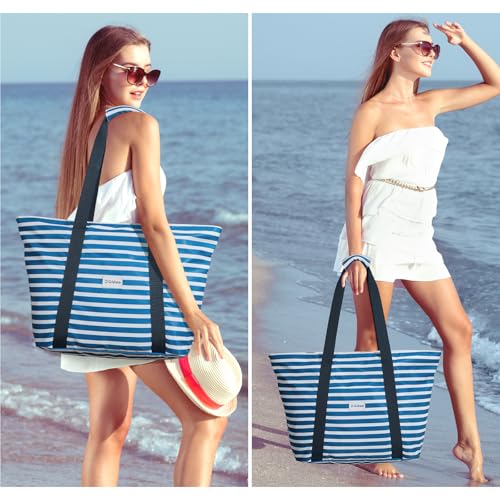 G4Free Beach Bag, Waterproof Beach Bags for Women, Personalized Strap Tote Bag for Women Birthday Gifts