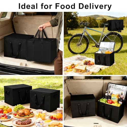 JNYONG 4 Pack Insulated Reusable Grocery Shopping Bags with zippered top,Food Delivery Bag,Collapsible Cooler Bag for Froz...