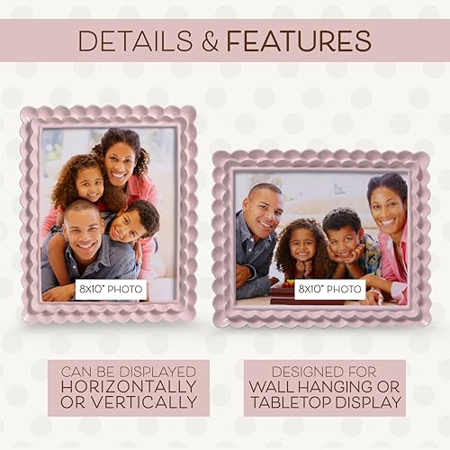 Sheffield Home Ruffle Edge Resin Picture Frame Set, Decorative Scalloped Photo Frame for Tabletop Display, 8x10, Light Pink