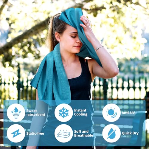 YESLIFE 4 Pack Cooling Towels 40"x12", Gym Towels for Men and Women, Soft Breathable Workout Towels for Yoga, Running, Spo...