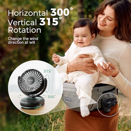 Momcozy Portable Stroller Fan with Clip | 4-Speed Mini-Fan for Carrier | Personal Fans Ultra Light 0.26lb | Gaps ≤4.5mm | ...
