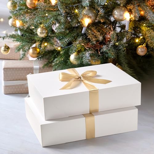 Ocmoiy 8 Pack Large Gift Boxes with Lids, 17 x 11 x 4 Inches Extra Deep White Gift Boxes for Presents, Auto Pop-up Clothes...