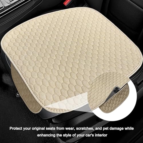 JNXIJ 2 PCS Car Seat Covers Cushion Pad, Breathable Linen Vehicle Bottom Seat Cover with Storage Pocket, Universal Anti-Sl...