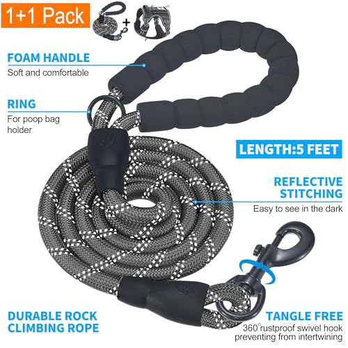 Beebiepet Heavy Duty Tactical Dog Harness for Large Dogs, No Pull Adjustable Pet Harness Reflective Service Training Easy ...