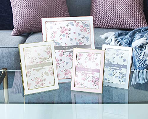 Laura Ashley 4x6 White Enamel Picture Frame, Silver Metal Edge with Easel, for Countertop, Counterspace, Tabletop Display,...
