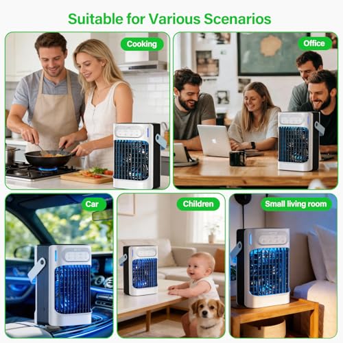 Portable Air Conditioners Cooling Fan, 800ml Mini Air Conditioner Portable AC Unit with 3 Cool Mist & Speeds, 7 Night Ligh...