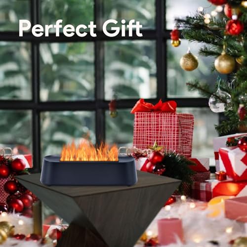 7Color Aroma Diffuser with Remote,Volcano Diffuser for Home Large Room,Flame Diffuser Humidifier 10.7"×3"×3.1" (Black-01)