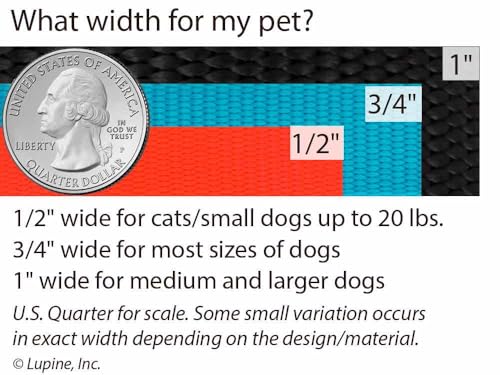 LupinePet Waterproof Splash Adjustable Dog Harness, Jet Black, 3/4-inch Wide, Girth adjusts 14-24", Made with BioThane