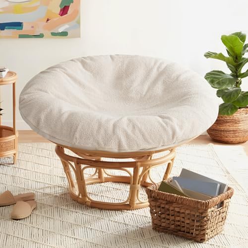 ANMINY Papasan Cushion Cover ONLY Thick Soft Fleece Slipcover for Papasan Cushion, Removable Machine Washable Round Chair ...
