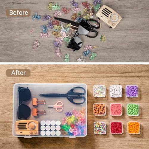 Bead Organizer Box, 60 Pack Small Clear Storage Boxes with Labels, Large Travel Craft Case with Handle, Mini Plastic Conta...