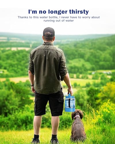 77oz Large Dog Water Bottle - Portable Travel Dog Water Dispenser & Bowl - Leak-Proof Pet Water Jug for Hiking, Camping, W...