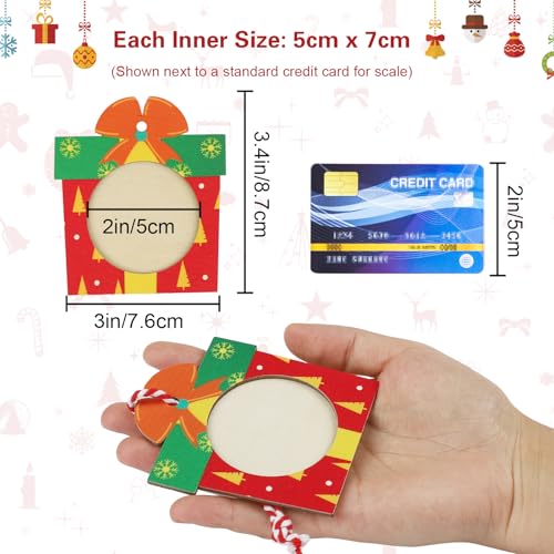 Christmas Wooden Photo Frame Ornaments - Easy to Load, Strong & Cute DIY Picture Frames for Christmas Tree, Perfect Keepsa...