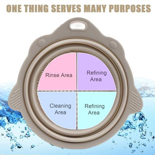 Makeup Brush Cleaner Silicone Bowl Foldable Cosmetic Washing Tool Collapsible Bathroom Tray for Travel and Home Storage(Ap...