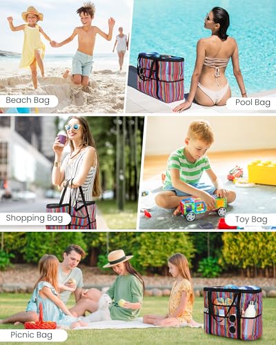 DOFOWORK Beach Bags for Women - Large Tote Bag with Wet Pocket, Waterproof Sandproof with Zipper