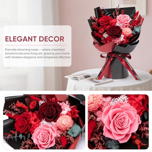 Bessol Flowers for Delivery Preserved Fresh Flower Bouquet Mothers Day Roses Gifts for Mom Birthday Flowers for Women Gran...