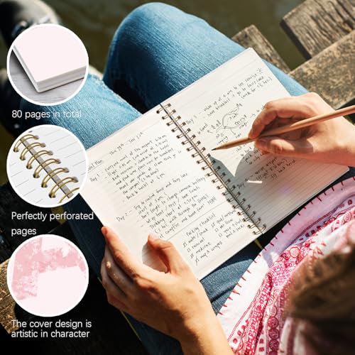 NaZaUK Pink Cute Personalized Notebook Journals for Women, Monogrammed Gifts for Women, Custom Initial Coquette Pink Flora...