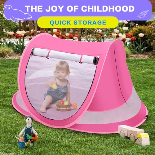 Baby Beach Tent, Pop Up Toddler Travel Bed for Boys or Girls, Sun Shade for Toddler Camping, Infant Portable Sun Shade, Su...