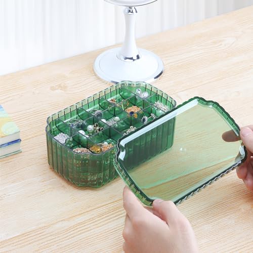 LETURE 3-Layer Jewelry Organizer Box for Earrings, Rings, Necklaces, Bracelets, Clear Plastic Bead Storage Containers for ...