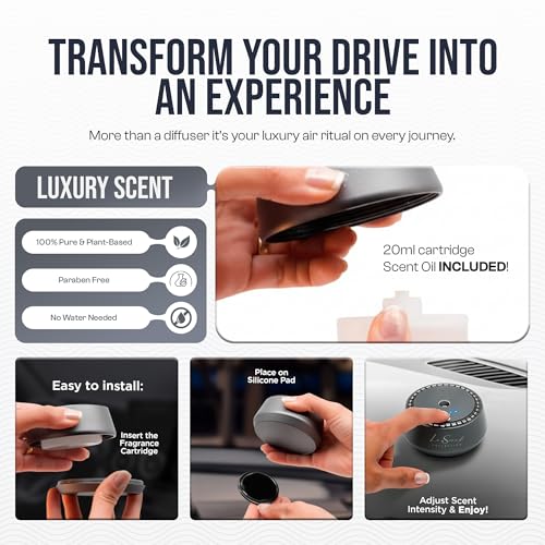 Smart Car Diffuser with 20ML Scent Oil Included - Car Air Freshener - Aromatherapy Diffuser - Portable, Compact, Cordless ...