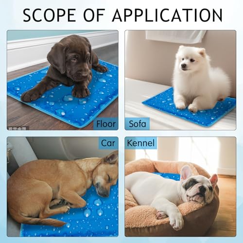 aingycy Dog Cooling Mat Water Injection Pet Cool Pads Dogs & Cats Pet Cooling Blanket for Outdoor Car Seats Beds (Blue, 24...