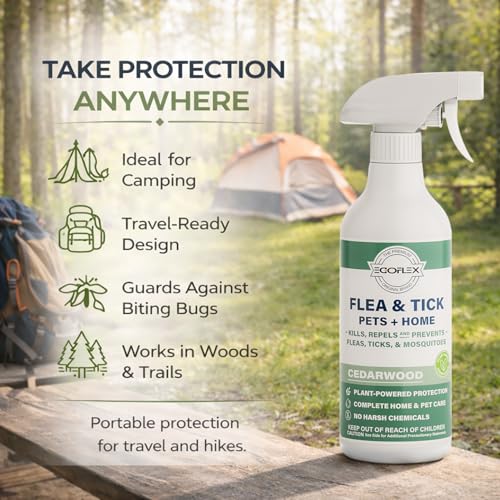 Flea Spray for Home & Pets - Flea and Tick Prevention for Dogs - Plant Based Repellent with Natural Essential Oils for Dog...