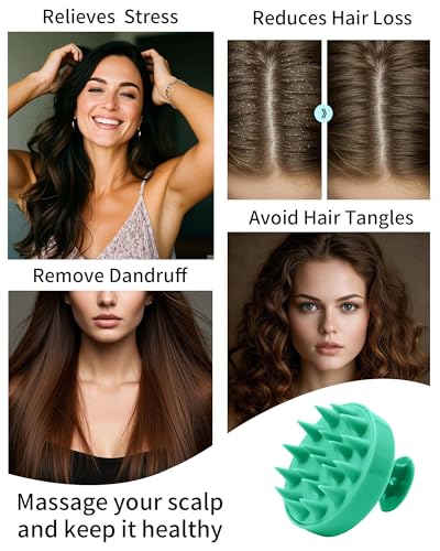 Hair Scalp Scrubber Shampoo Brush, Silicone Scalp Massager Hair Scrubber, Green