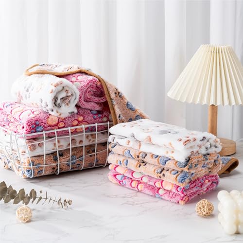 1 Pack 3 Blankets Super Soft Fluffy Premium Fleece Pet Blanket Flannel Paw Printed Throw for Dog Puppy Cat (Small 23x16'',...