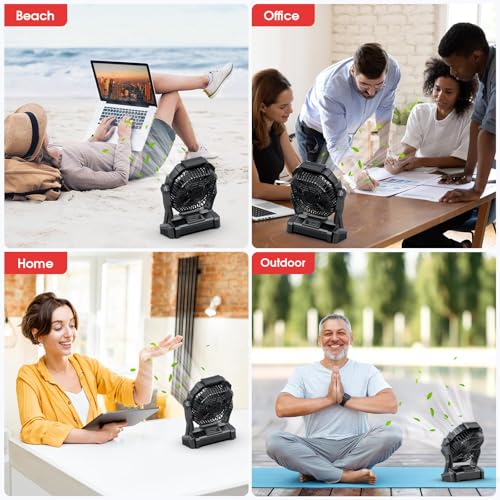 ONLYNEW Portable Fan Rechargeable, 20000mAh Cordless Battery Powered Fan with LED Lantern, USB C Battery Operated for Camp...