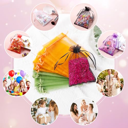 Hopttreely 50PCS Organza Wedding Favor Bags, 4x6 inches Jewelry Gift Bags with Drawstring for Party, Festival, Makeup (Mix...