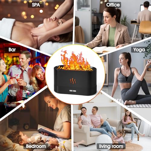 2 Pack Essential Oil Diffuser,Colorful Flame Air Aroma Diffuser Humidifier,Upgraded 7 Flame Colors Noiseless Essential Oil...