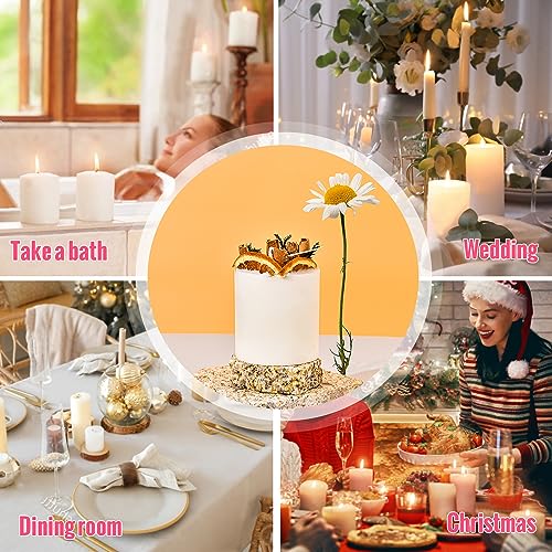 Sungmor Decorative Scented Pillar Candles Set of 4, Natural Soy Wax Scented Candle with Dried Flowers, 40 Hours Long-Lasti...