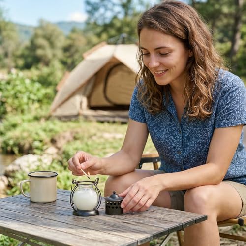 Citronella Candles Outdoor 3 Pack, DEET-Free Soy Wax Candles with Upgraded Metal Lantern Design, Long Burning Lemongrass C...