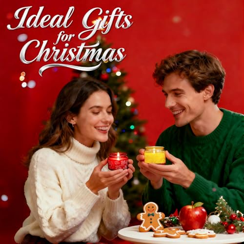 Azulfra Christmas Scented Candles Gift Set - Holiday Soy Wax Candles with Festive Scents - Christmas Tree, Fireplace, Cinn...
