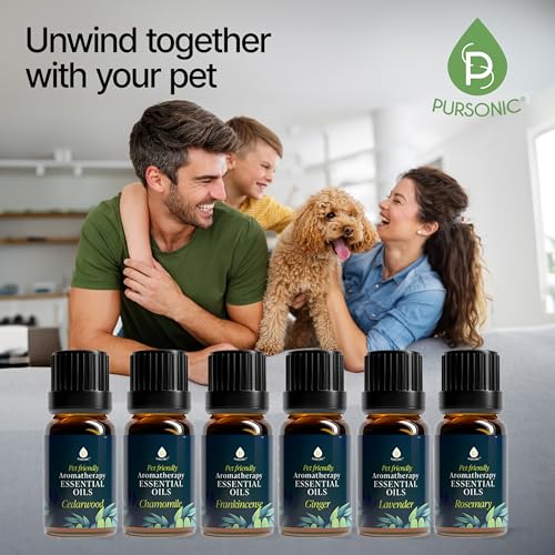 PURSONIC Pet Friendly Aromatherapy Essential Oils Collection, 6-Count - Safe for Dogs and Cats, Natural Relaxation and Str...