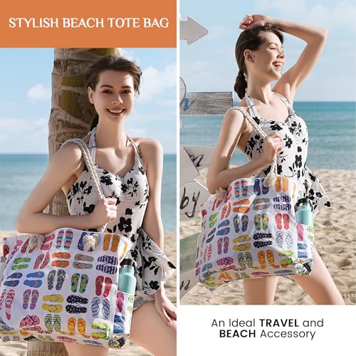 Clothirily Beach Bag for Women - Large Beach Tote Bag, Beach Bag Waterproof Sandproof, Swim Pool Beach Tote with Zippers