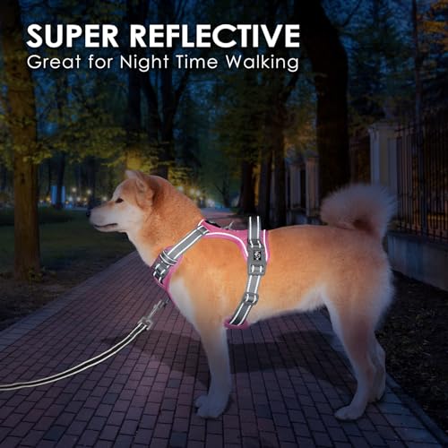 PHOEPET No Pull Dog Harness, Unique Colors Reflective Adjustable Dog Vest, with Soft Training Handle Metal Clips for Small...