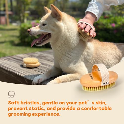 MLQGKUZ Professional Dog Brush Boar Bristle for Short-Haired Dogs - Reduces Shedding, Non-Slip Grip, Gentle Grooming