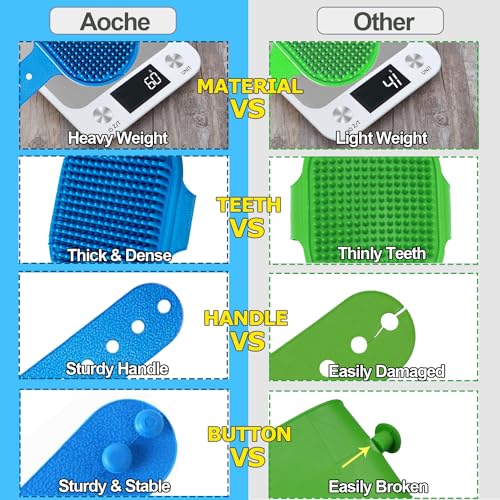 Aoche Dog Bath Brush Pet Bath Comb Brush Soothing Massage Rubber Comb 2pcs with Adjustable Ring Handle for Long Short Hair...