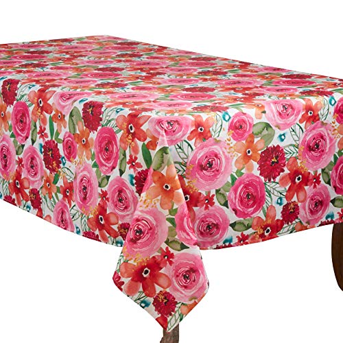 SARO LIFESTYLE Santa Monica Floral Tablecloth, Multi, 65"x90"