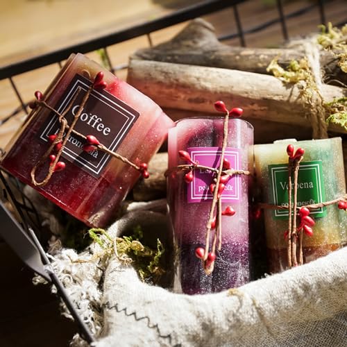 Flower Shaped Aroma Candle,250G Village Style Gradient Color Soy Wax Scented Candle for Table Photo Prop Birthday,Prefect ...