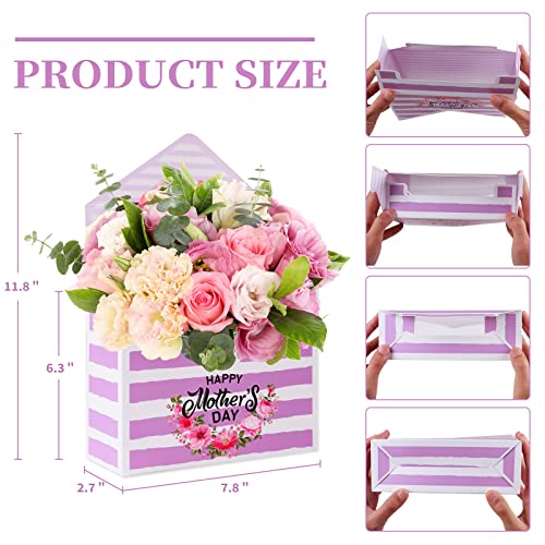 WaaHome Set of 4 Happy Mother's Day Flower Bouquet Packaging Gift Paper Boxes for Mom, Daughter, Son, Wife, Florist, Class...